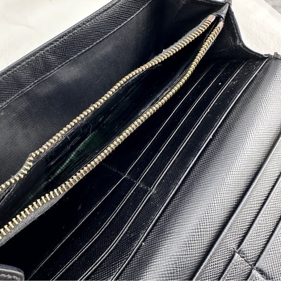 AUTHENTIC Prada Saffiano Lux Leather Logo Flap Continental Wallet. Black. - Picture 15 of 16
